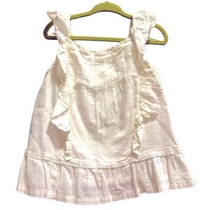 MINI BODEN EUC SZ 5/6Y White Ruffled Sleeveless Top